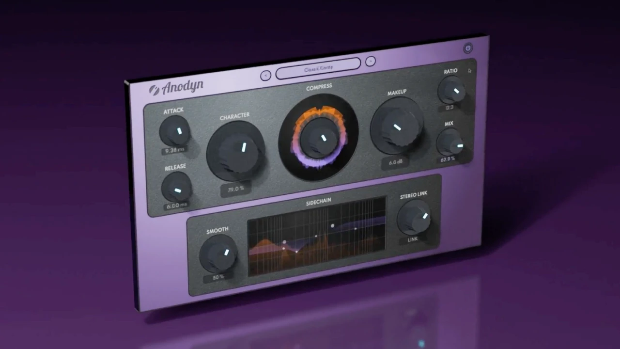 Anodyn Intelligent Compressor Plugin - CHARACTER control with Sidechain EQ