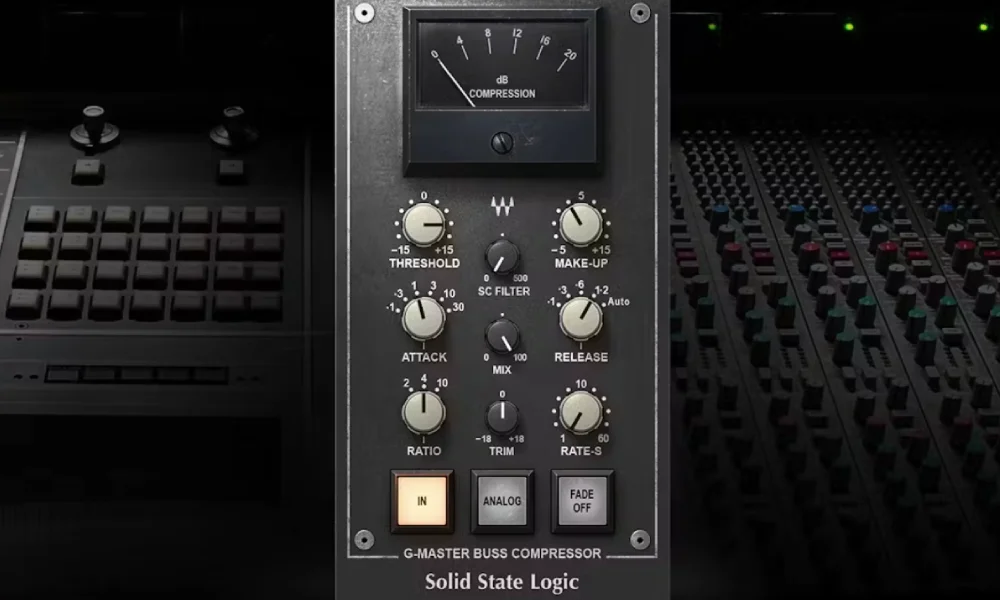 Waves SSL G-Master bus compressor interface with classic SSL console controls